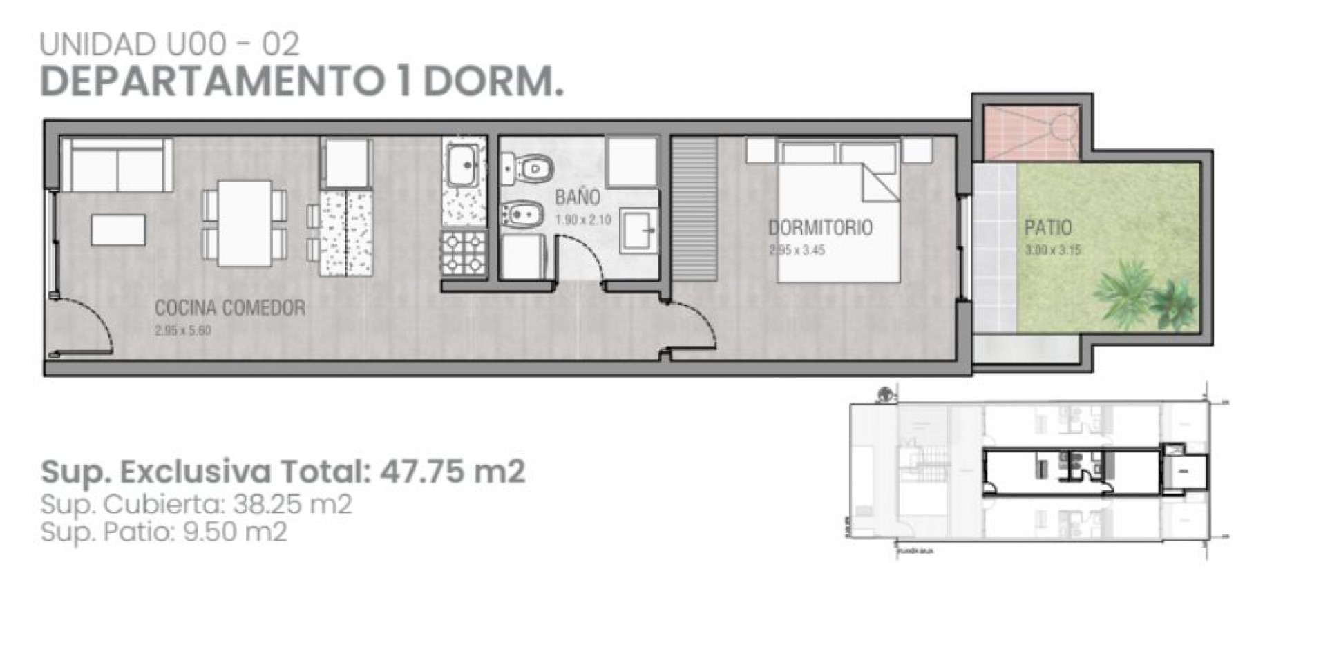 Departamentos 1 dormitorio barrio Sargento Cabral