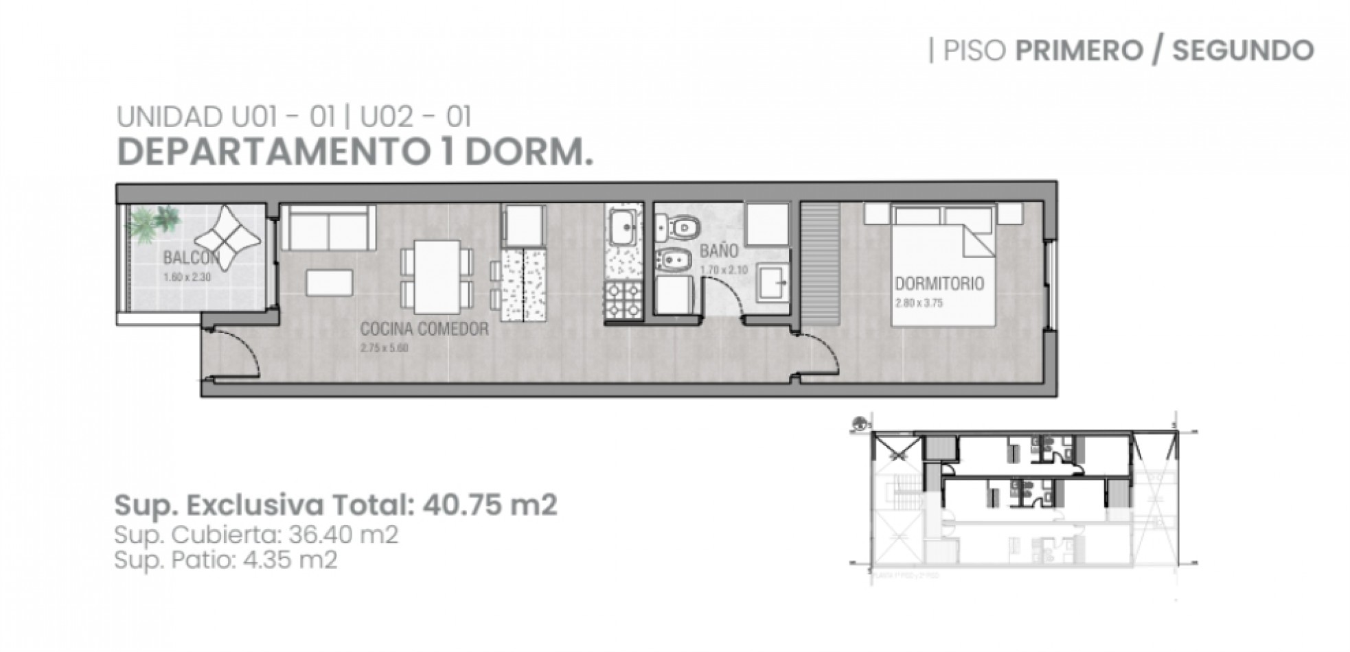 Departamentos 1 dormitorio barrio Sargento Cabral