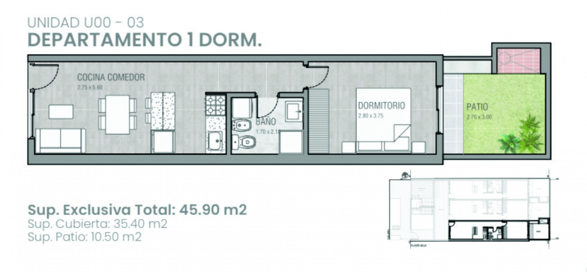 Departamentos 1 dormitorio barrio Sargento Cabral