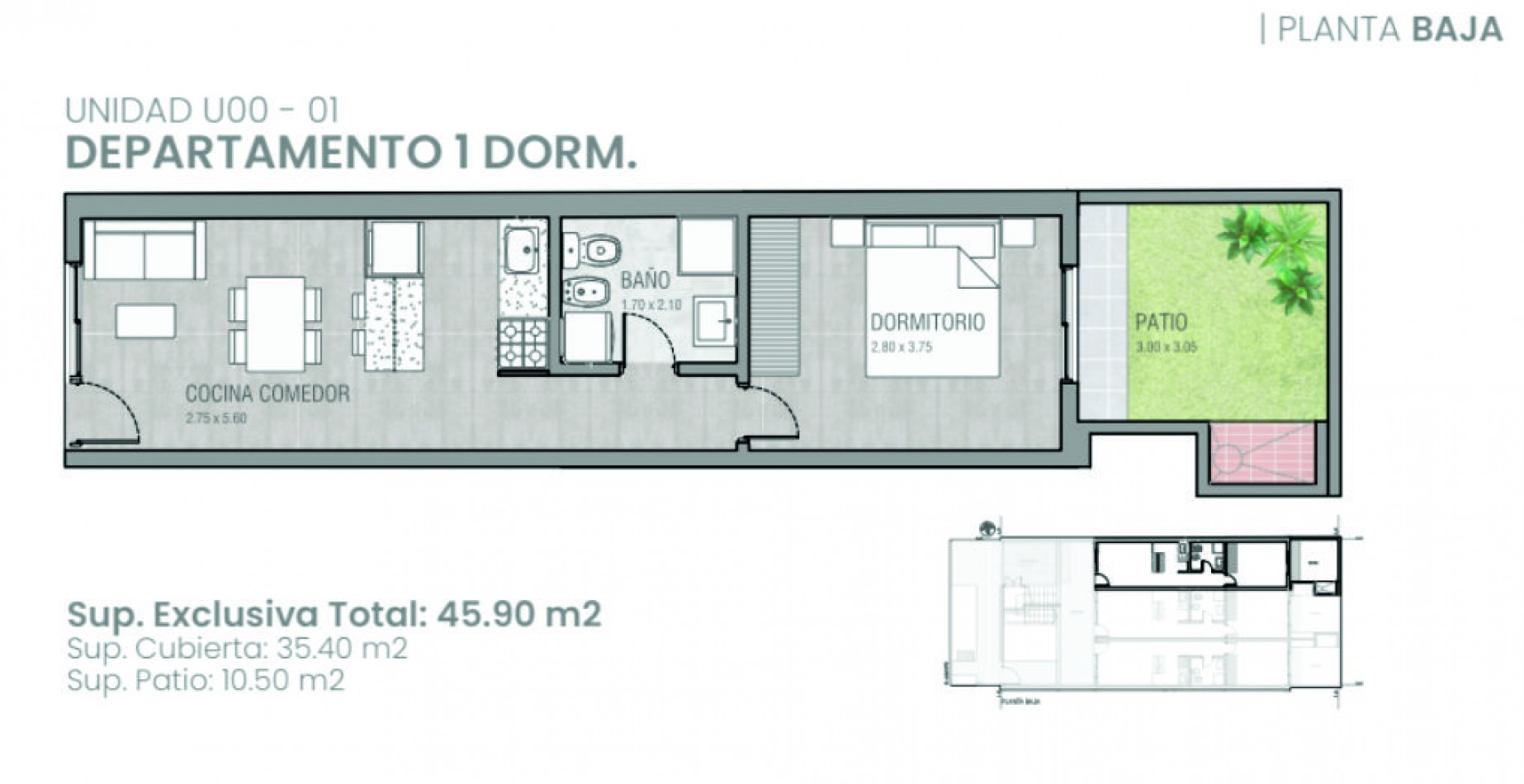 Departamentos 1 dormitorio barrio Sargento Cabral