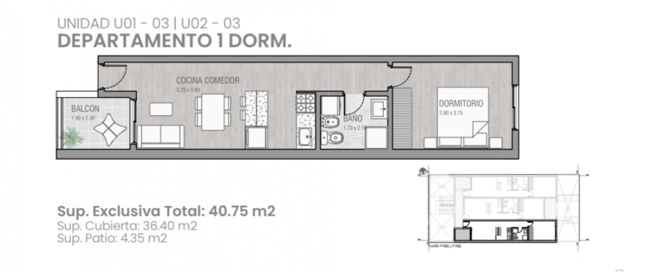 Departamentos 1 dormitorio barrio Sargento Cabral