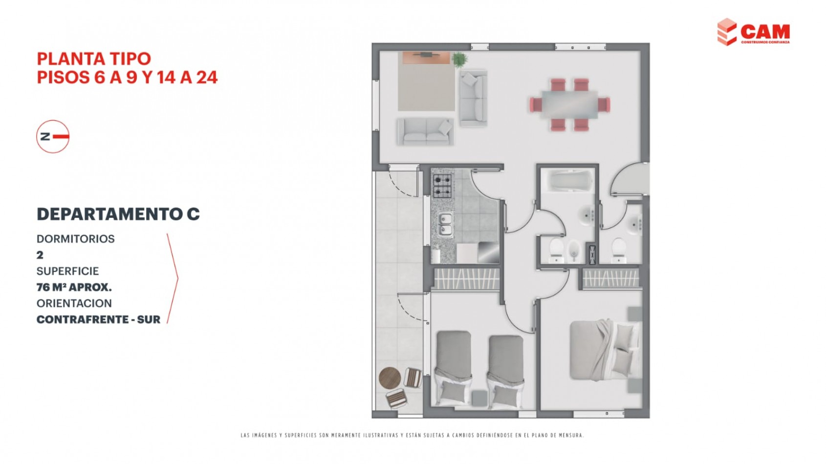 Dpto 2 Dorm sobre Boulevard ! Torre MILAN